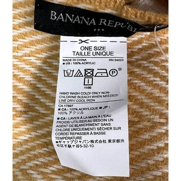 Banana Republic Scarf Yellow Ivory Plaid Fringed NWT Classic Preppy Academia - Picture 6 of 9